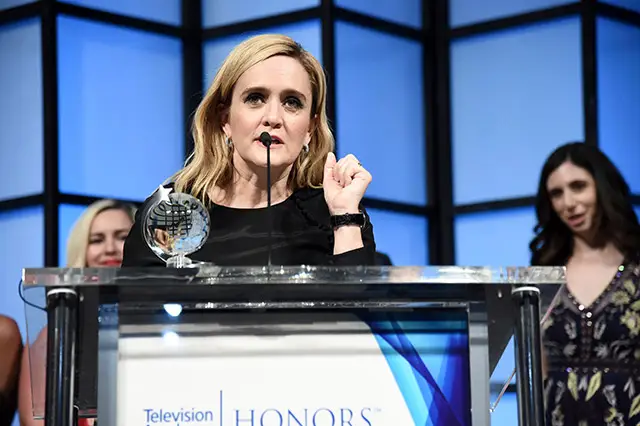 Samantha Bee accepting the Television Academy Honor for "Full Frontal with Samantha Bee" at the 11th Annual "Television Academy Honors" in Los Angeles yesterday